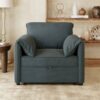 Convertible Pull Out Sofa Bed, 3 In 1 Convertible Sleeper Chair Adjustable Backrest With Thicked Cushions, Multi - Functional Linen Armchair For Living Room, Bedroom, Apartment, Office - Gray - Image 6