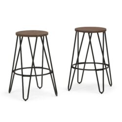 Simeon - Counter Height Stool With Wood Seat (Set of 2) - Cocoa Brown / Black