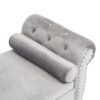 Velvet Multifunctional Storage Rectangular Ottoman Bench With Pillow - Gray - Image 7