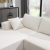 Modular Sectional Living Room Sofa Set, Modern Minimalist Style Couch, Upholstered Sleeper Sofa Salon, 2 Piece Free Combination, L-Shape - Cream - Image 17