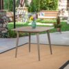 Modern Outdoor Square Acacia Wood Table With Straight Legs - Gray - Image 2