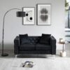 Wide Sofa With Jeweled Buttons Square Arm, 2 Pillows - Black - Image 14