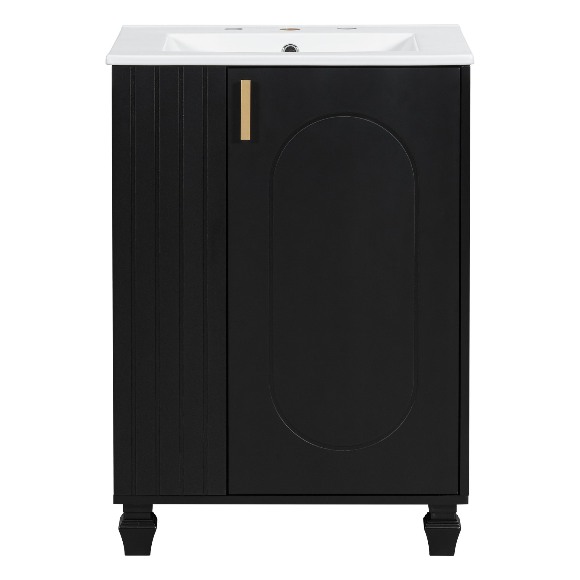 Classic Retro 24" Bathroom Vanity With Sink, Door Shelf, Side Open Storage Frame, Soft Closing Door - Black - Image 11