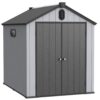 Modern Resin Plastic Storage Shed 6X8Ft For Backyard Garden Tool Storage - Black / Gray - Image 11