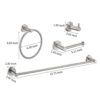Bathroom Set 4 Pack With Towel Bar Racks, Toilet Paper Holder, Ring, Hook, Stainless Steel - Brushed Nickel - Image 3