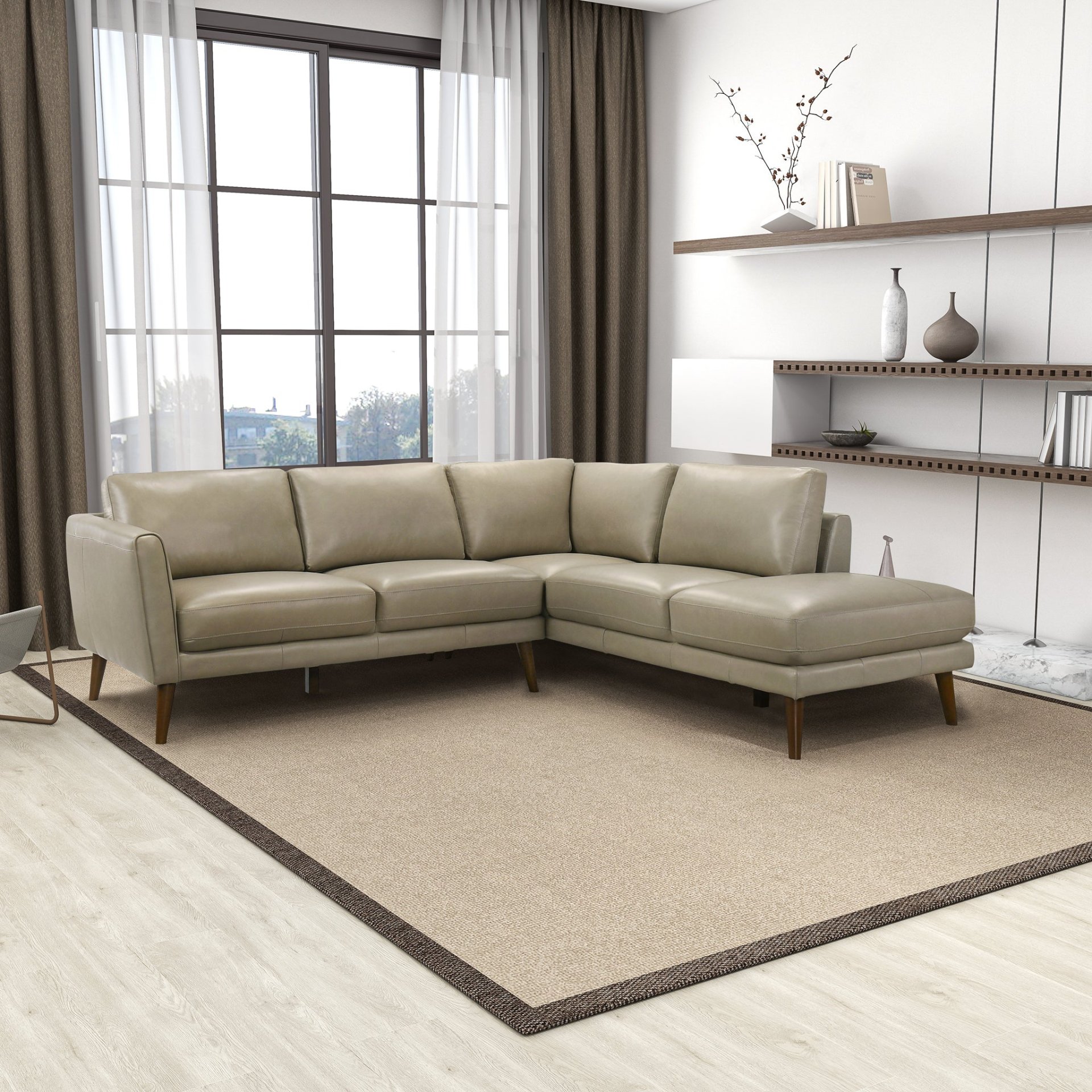 Benson - Sectional Sofa Right Facing Chaise - Beige - Image 6