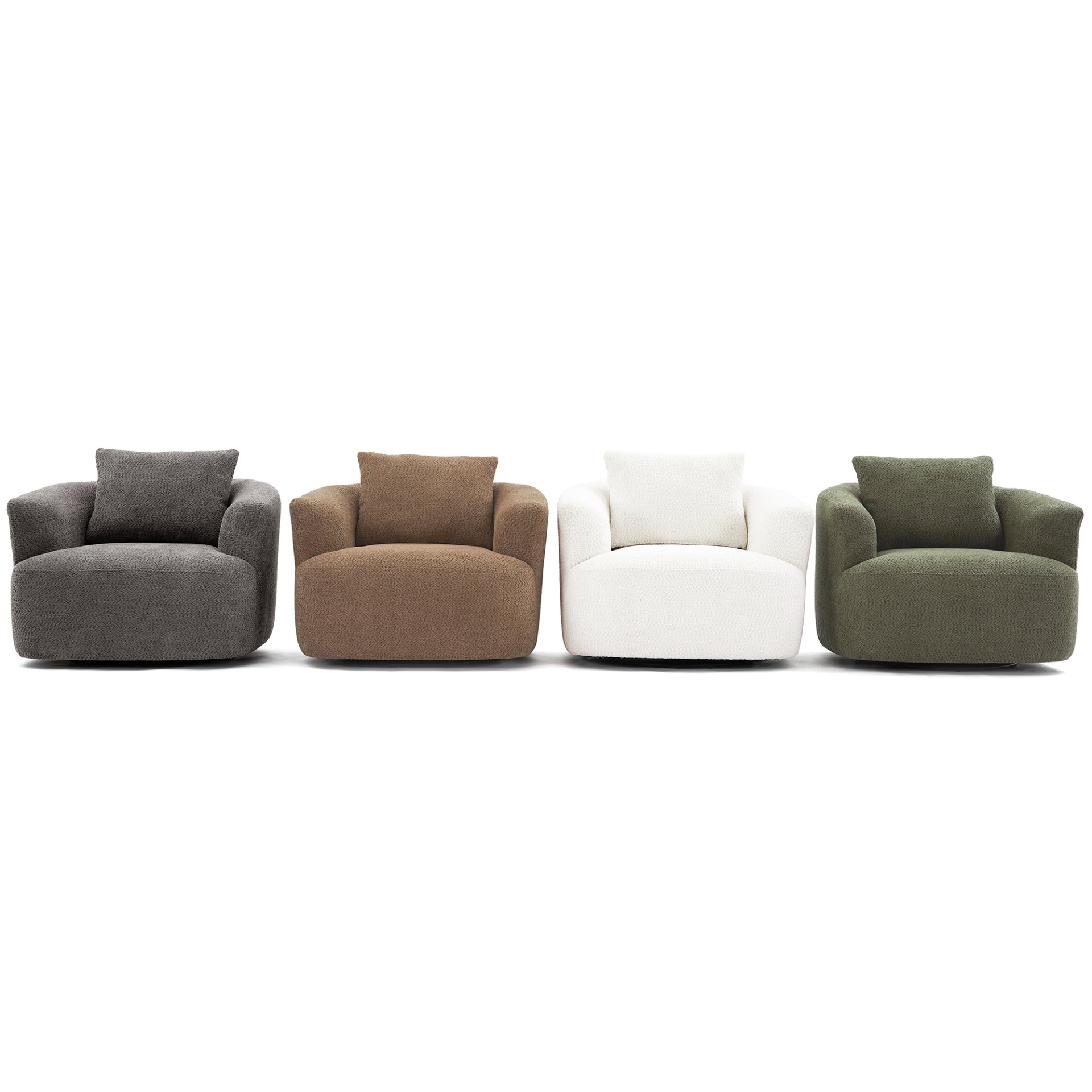 360° Swivel Chair, Chenille Upholstered Barrel Sofa Chair With Throw Pillow, For Living Room, Office - Green - Image 23