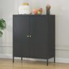 Kitchen Buffet Server Table Accent Sideboard Cupboard Server Buffet Console Table With Doors Cabinet - Black - Image 4