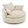 Accent Barrel Chair 360° Swivel Sofa Chair With Dual Layer Cushion And 3 Removable Pillows Corduroy - Beige - Image 13