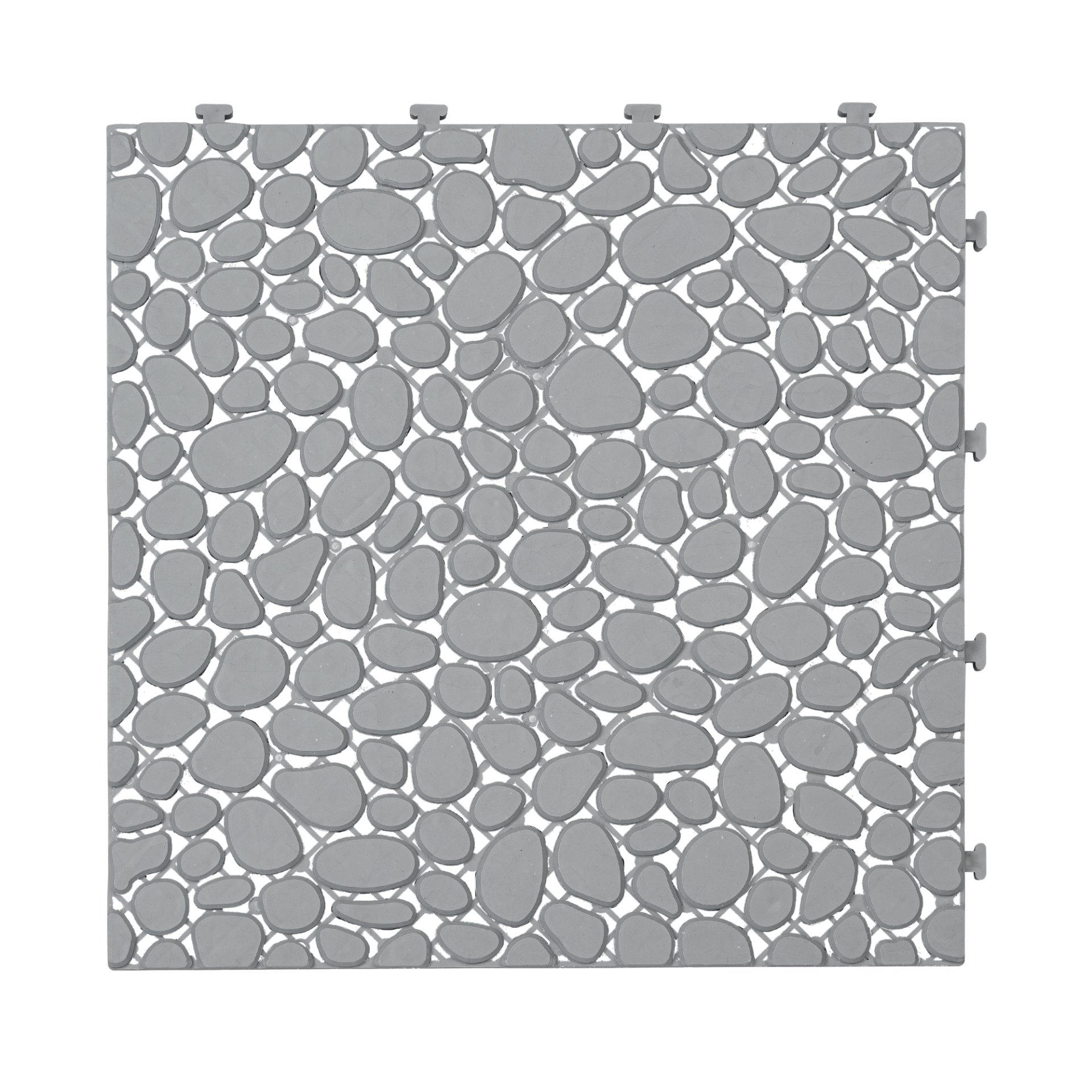 Interlocking Deck Tiles Plastic Waterproof Outdoor All Weather Anti-Slip Bathroom Shower Balcony Porch Strong Weight Capacity Upto 440 Lbs, Pebble Stone Pattern Pack Of 12 - Gray - Image 12