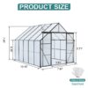 Double Door Polycarbonate Greenhouse Raised Base And Anchor Aluminum Heavy Duty Walk In Greenhouses For Outdoor, Backyard In All Season - Black - Image 5