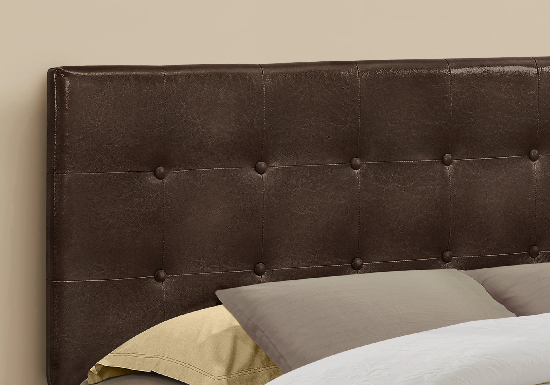 Queen Size, Bed Headboard Only, Upholstered, Transitional - Brown - Image 5