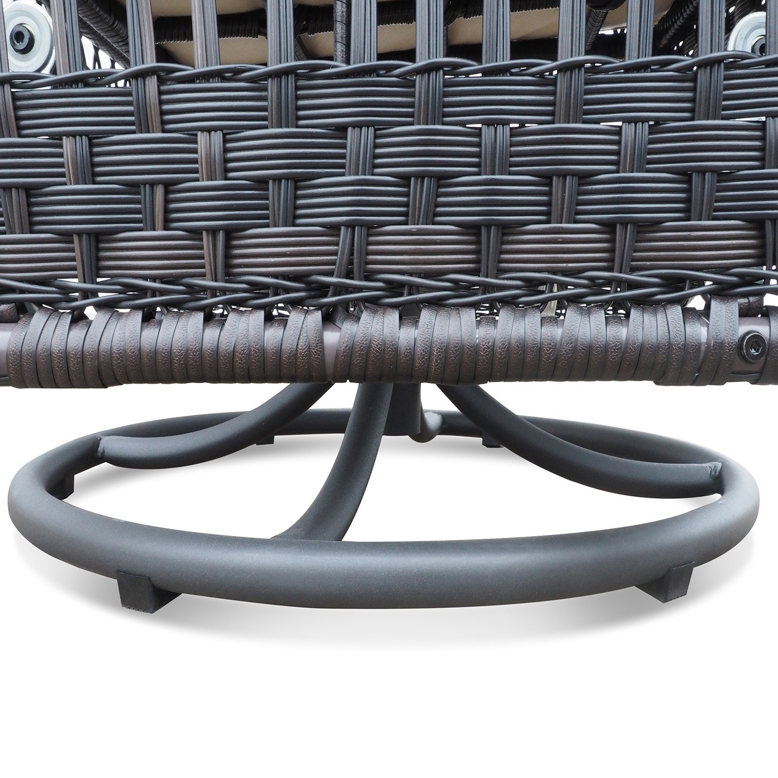 3 Pieces Conversation Set, Outdoor Wicker Rocker Swivel Patio Bistro Set, Rocking Chair With Glass Top Side Table - Navy Blue - Image 9