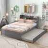 Full Bed With Trundle, Bookcase - Gray - Image 4