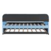 Upholstered Daybed Sofa Bed Twin Size With Trundle Bed And Slat - Light Blue - Image 5