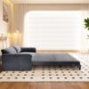 Queen Pull Out Sofa Bed, 3 In 1 Convertible Sleeper Sofa With Side Storage Multifunctional Velvet Loveseat Bed For Living Room - Gray - Image 8