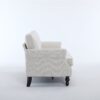 Rolled Arm Sofa With Nailhead Trim 3 Seater Upholstered Couch With Wooden Legs For Living Room Or Bedroom Deep Seat Design - Beige - Image 13