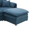 Chenille Modular Sectional Sofa, U Shaped Cloud Couch Set With Double Cushions, 6 Seat Sleeper Sofa Bed With Ottomans, Oversized Indoor Furniture - Blue - Image 7
