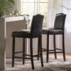 Bar Stools (Set of 2), Upholstered Barstools Armless, Rubber Wood Leg - Brown - Image 5
