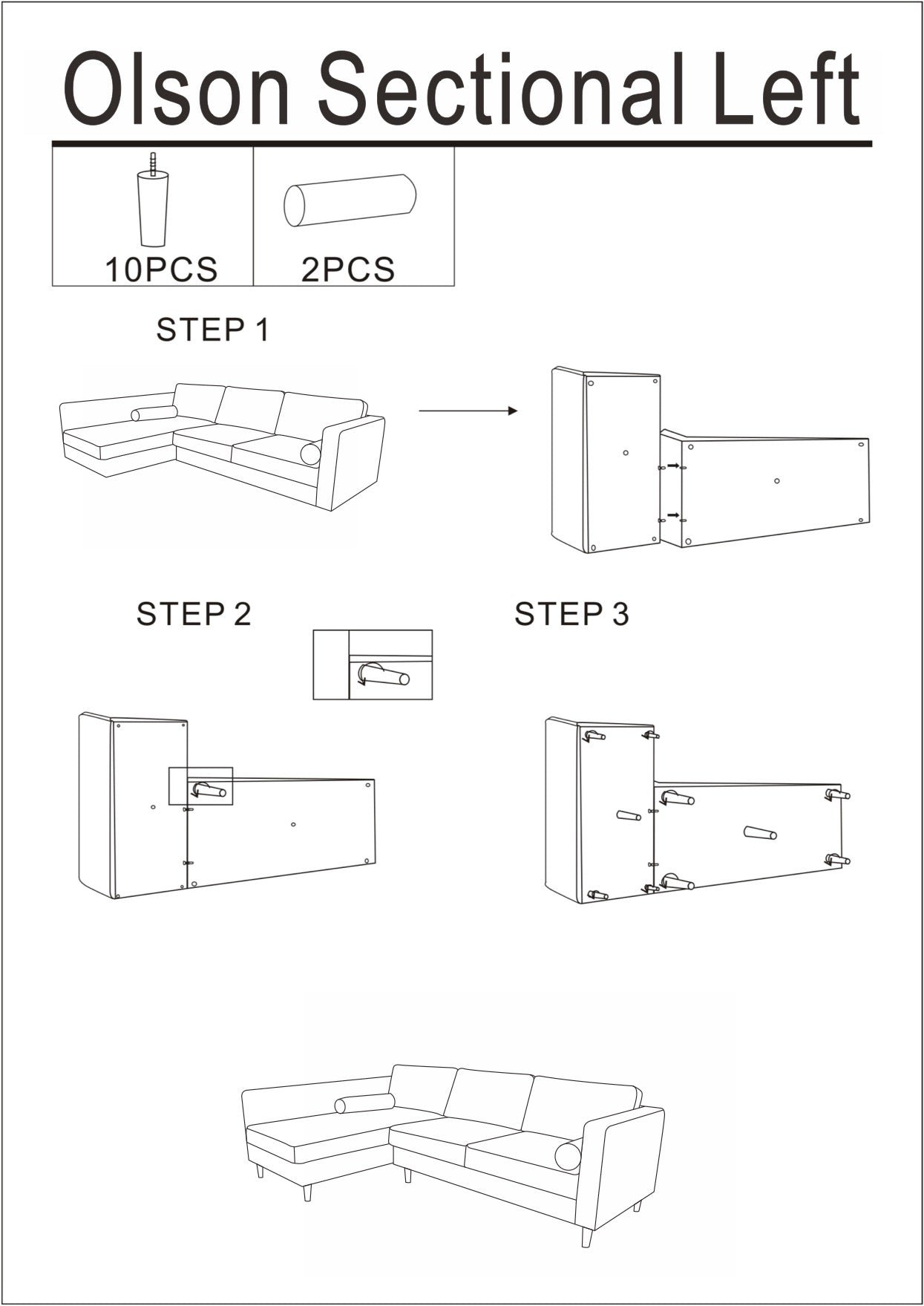 Christian - Sectional Sofa Left Facing - Burnt Orange - Image 13