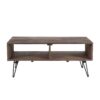 Reclaimed Wood Cocktail Table With Open Storage For Living Room, Metal Legs, Foldable - Black / Natural - Image 2
