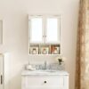 Bathroom Storage Cabinet, Medicine Cabinets For Bathroom With Mirror, 2 Doors 2 Adjustable Shelf & 3 Christmas Style Storage Basket - White - Image 2