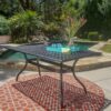 Outdoor Aluminum Dining Table With Lattice Design And Center Umbrella Hole - Black - Image 4