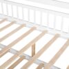 Full Size House Bed With Twin Size Trundle, Kids Bed With Shelf - White - Image 12