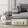 Oversized Chaise Lounge Chair Cozy Cloud Couch, Plush Corduroy Upholstered Sleeper Sofa Daybed With 3 Throw Pillows And Wide Armrest For Living Room - Gray - Image 7