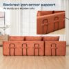 L Shaped Sectional Couch With Memory Foam & Steel Frame Convertible Sofa Bed - Orange - Image 5