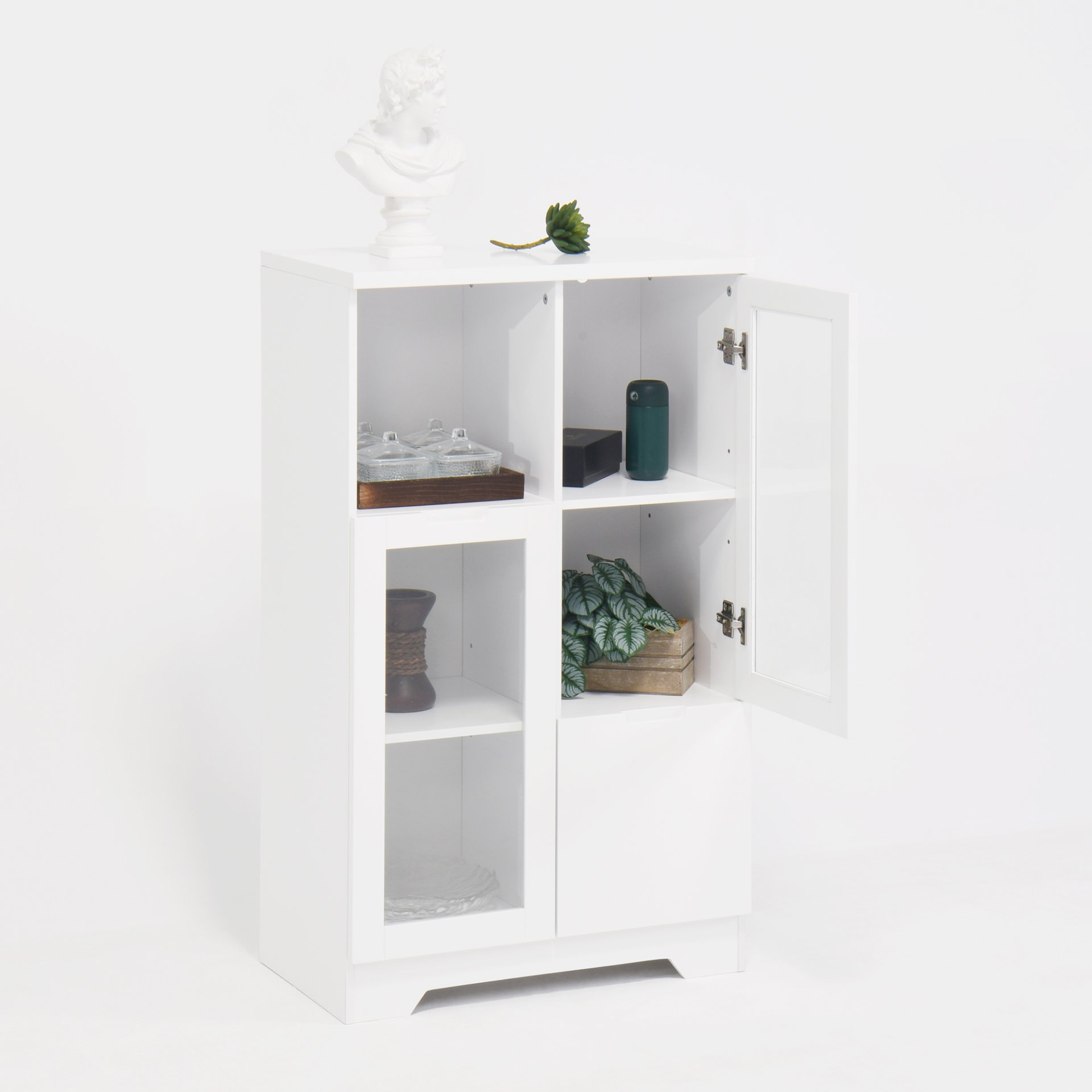 Modern Painted Cabinet With Glass Doors And Drawer - White - Image 14