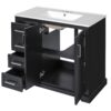 36" Bathroom Vanity With Sink, Soft Close Doors, Adjustable Shelf & 3 Drawers - Black - Image 13