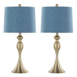 Ashland - Contemporary Table Lamp (Set of 2) - Gold / Moroccan Blue Slub