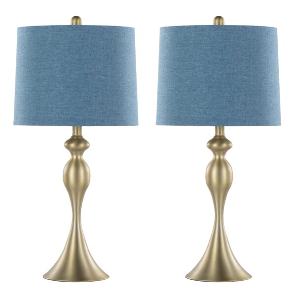 Ashland - Contemporary Table Lamp (Set of 2) - Gold / Moroccan Blue Slub