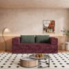 Convertible Couch Bed With 2 Pillows, 3 Seat Folding Floor Couch & King Size Bed Mattress, Diy Combination - Burgundy - Image 7