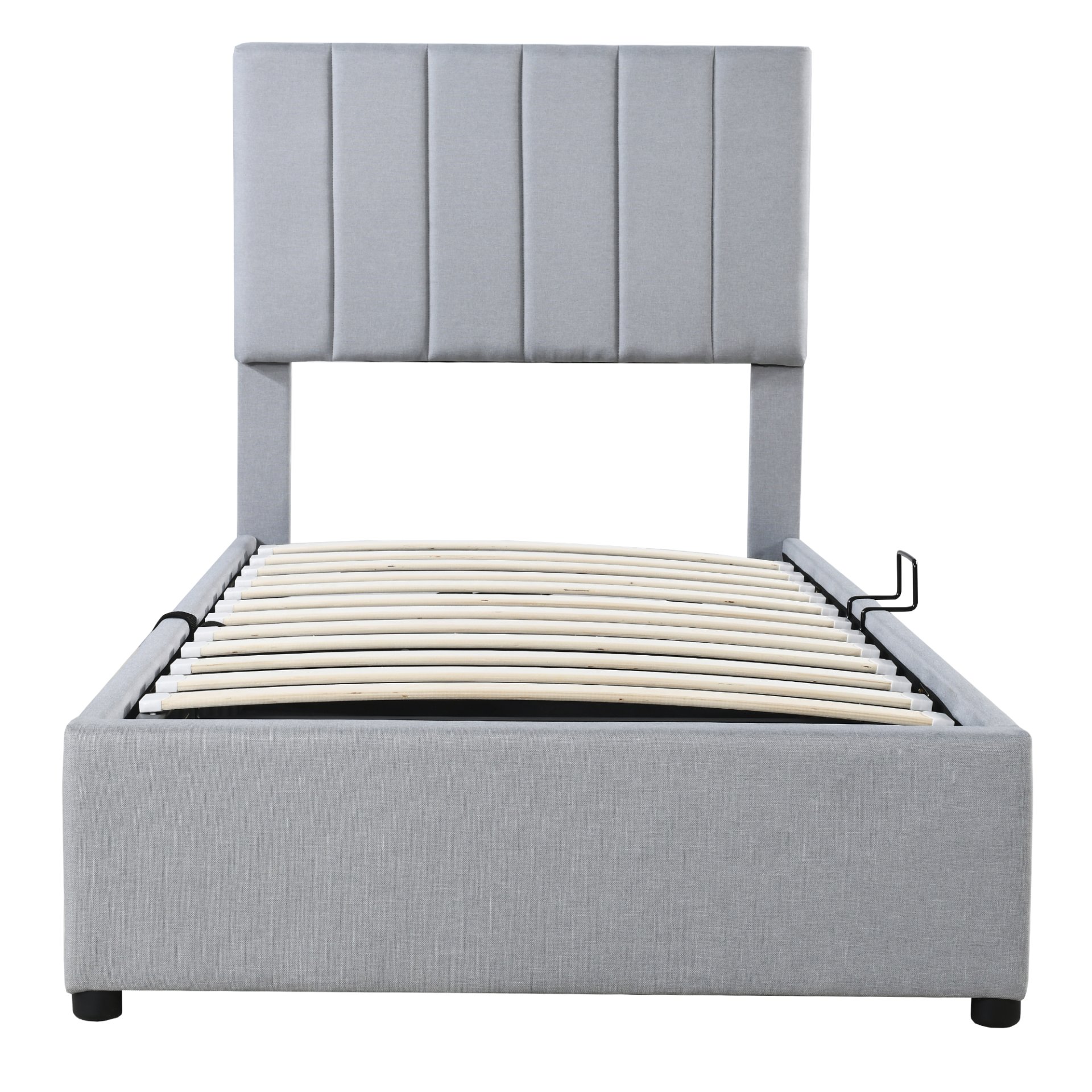 Twin Size Upholstered Platform Bed With A Hydraulic Storage System - Gray - Image 3