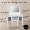 Elegant Makeup Vanity Desk With Adjustable Mirror And Storage And Construction - White - Image 5