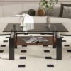 Modern Rectangular Coffee Table With Tempered Glass Top Layer - Gray - Image 2