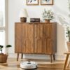 Farmhouse Style Sideboard Buffet Cabinet With Storage Bar Cabinet - Walnut - Image 4