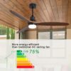 Ceiling Fan With Lights 3 Solid Wood Fan Blade Noiseless Reversible Motor Remote Control - Black - Image 4