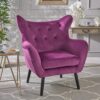Alyssa - Velvet Arm Chair With Wingback Design - Fuchsia - Image 4