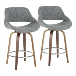 Fabrico - Mid-Century Modern Counter Stool (Set of 2) - Walnut / Gray
