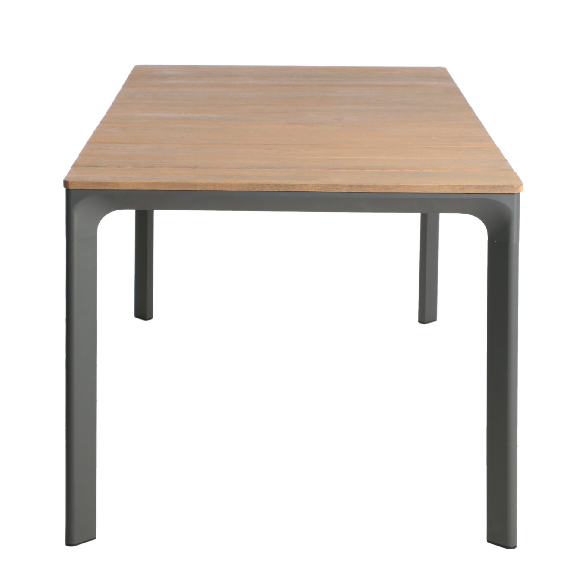 Eucalyptus Wood Topped Patio Dining Table With Aluminum Frame - Gray - Image 7
