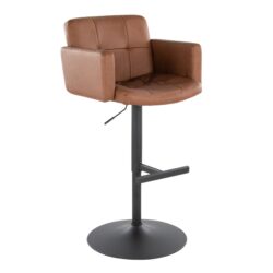 Stout - Contemporary Adjustable Barstool With Swivel - Black / Camel
