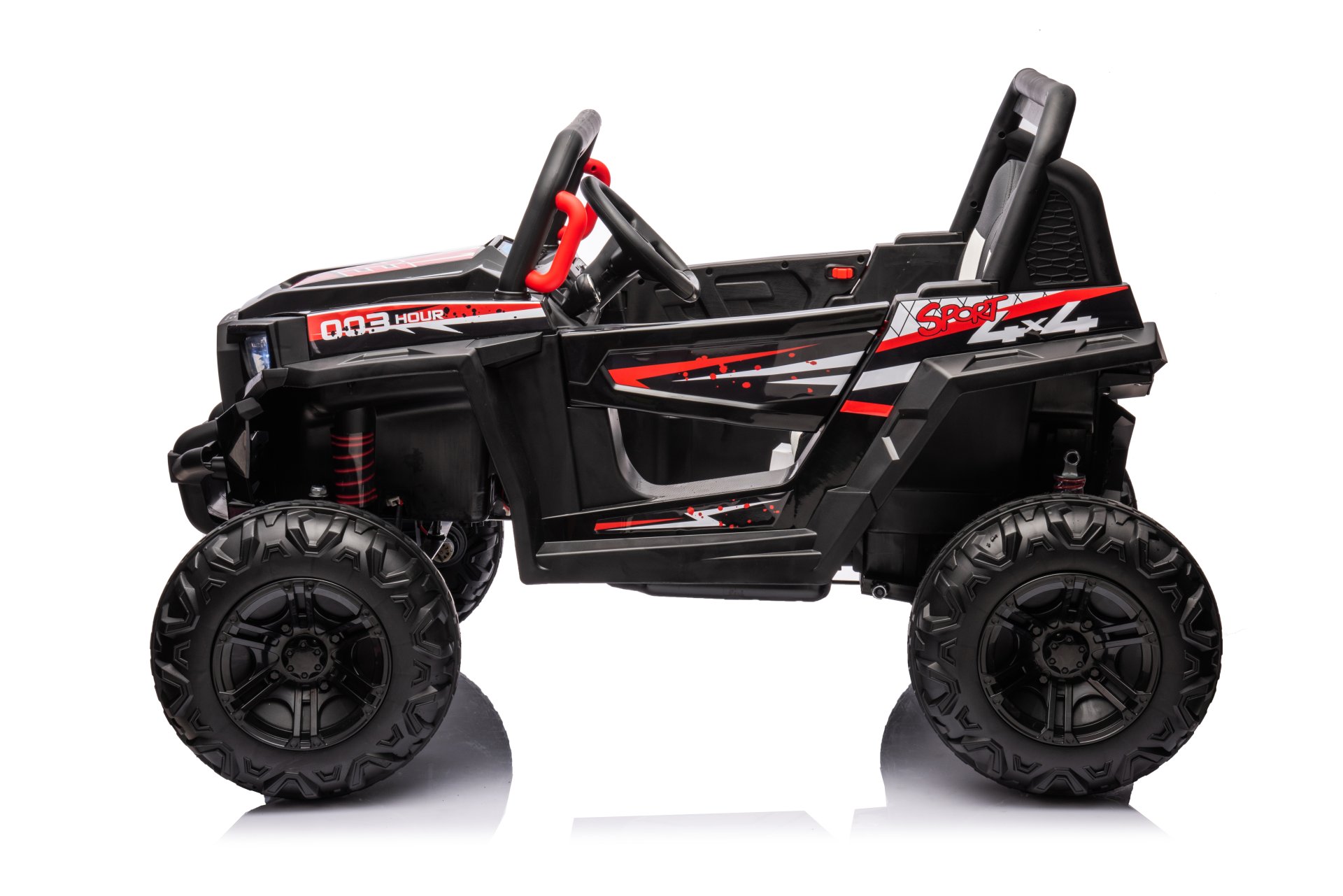 12V7A*1 30W*4 Four-Wheel Drive Leather Seat One Button Start, Forward And Backward, High And Low Speed, Music, Front Light, Power Display, Two Doors Can Open, 2.4G R / C, Seat Belt Four Wheel Absorber - Black - Image 14