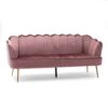 Modern Glam Velvet 3 Seater Sofa With Curvaceous Shell Design - Blush - Image 4