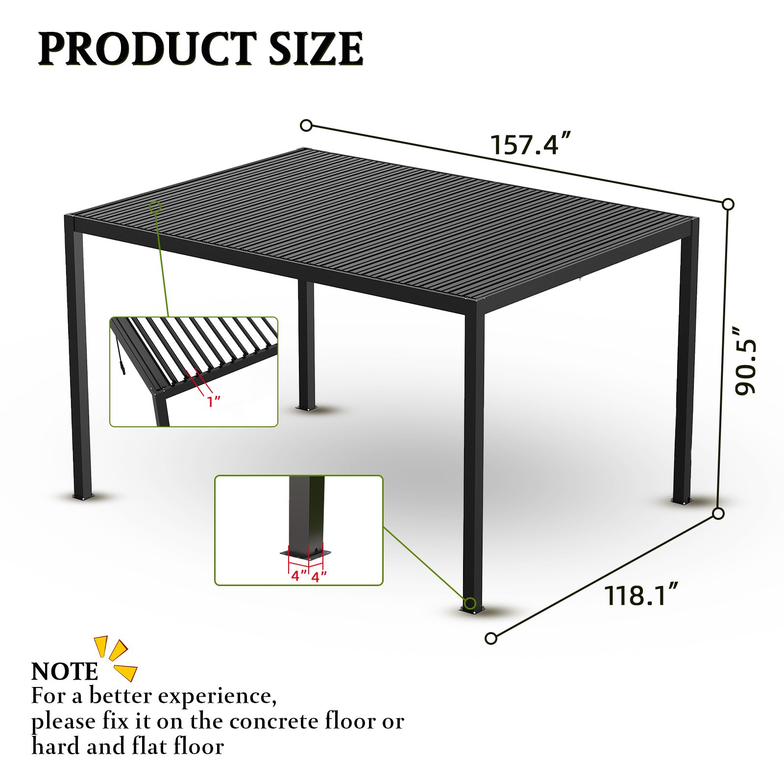 Louver Pergola Steel Louvers & Aluminium Frame - Black - Image 3