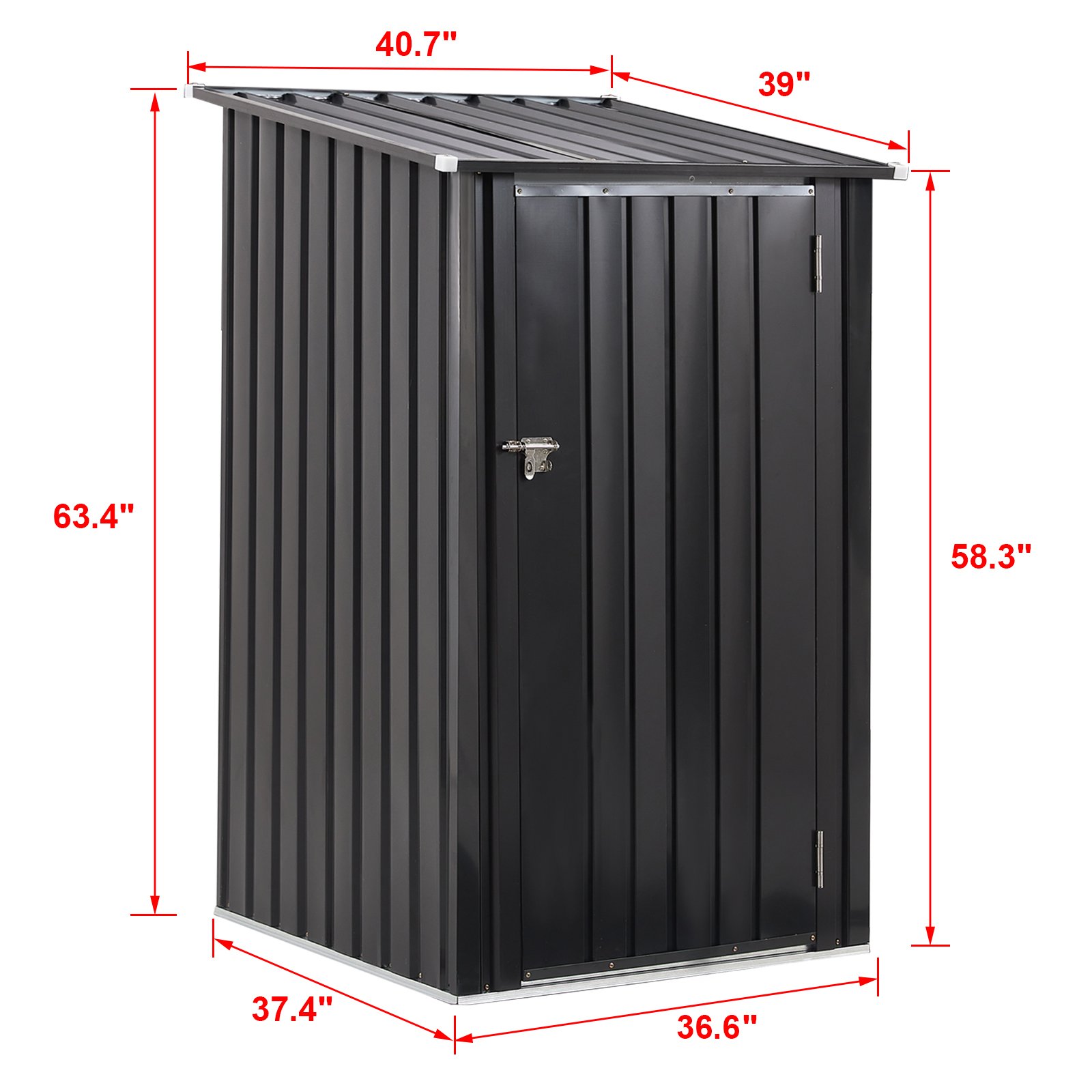 Outdoor Storage Shed, Metal Steel Garden Shed With Single Lockable Door, Small Shed Outdoor Steel Utility Tool Shed For Backyard Patio Garden Lawn - Black - Image 17