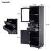 Tall Bathroom Storage Cabinet With Glass Doors, Free-Standing, Two Drawers, And Adjustable Shelves, MDF Board, Painted Perfect For Displaying Your Favorite Items - Black - Image 8