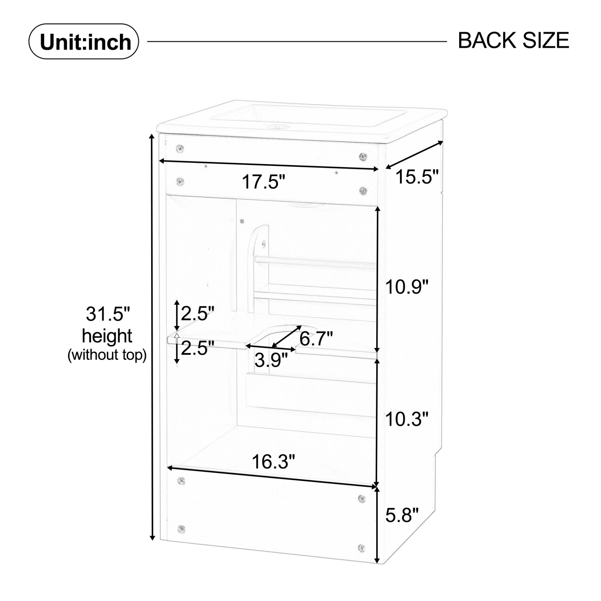 Bathroom Vanity With Sink, Vanity Cabinet With Door Shelf And Adjustable Shelf - Gray - Image 9